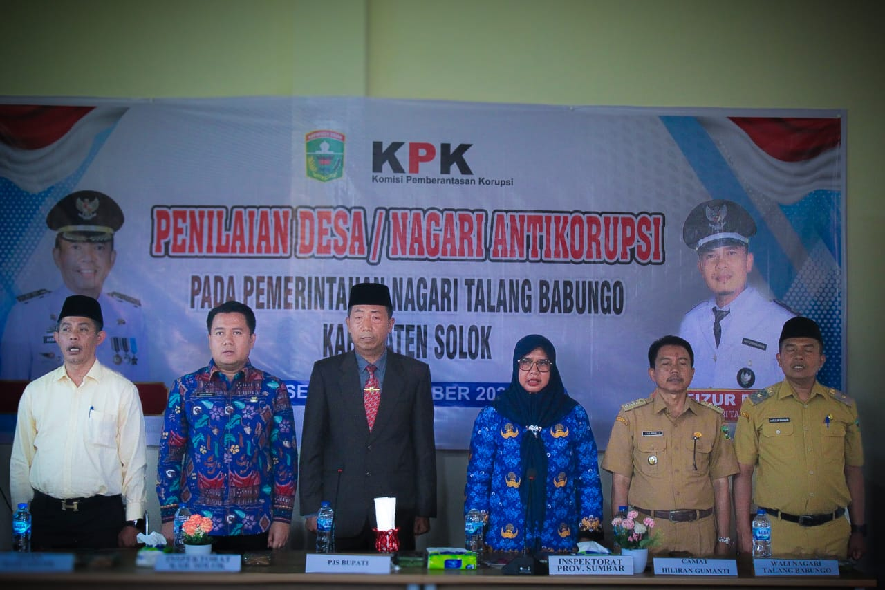 Nagari Talang Babungo Kabupaten Solok dinilai sebagai Percontohan Desa Anti Korupsi 